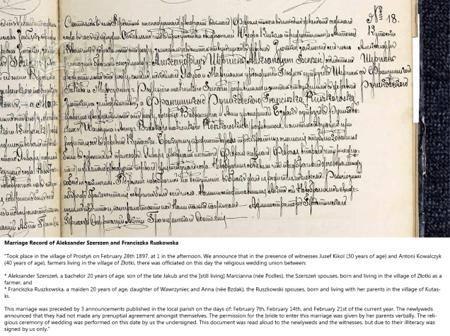 Aleksander and Franciszka Marriage Record